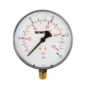 WATTS LFDPG1-3 0-15 1/4 Pressure Gauge, 1/4 Inch Inlet, -4 To 176 Deg. F, 0 To 15 Psi | BT6REL 0121644