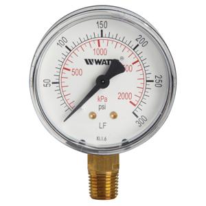 WATTS LFDPG1-2 1/2 0-300 1/4 Pressure Gauge, 1/4 Inch Inlet, -4 To 176 Deg. F, 0 To 300 Psi | BT6KHD 0121643