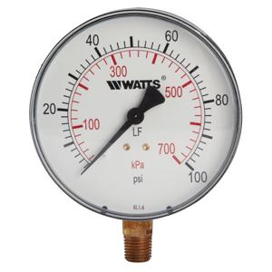 WATTS LFDPG1-3 0-100 1/4 Pressure Gauge, 1/4 Inch Inlet, -4 To 176 Deg. F, 0 To 100 Psi | BT6REN 0121647