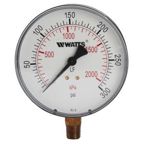 WATTS LFDPG1-3 0-300 1/4 Manometer, 1/4 Zoll Einlass, -4 bis 176 Grad. F, 0 bis 300 Psi | BT6REV 0121650
