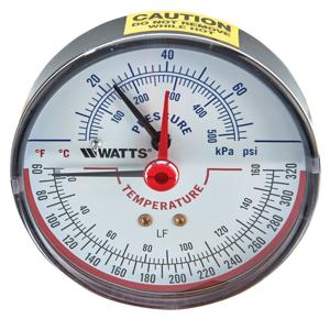 WATTS LFDPTG3A-3 0-75 1/4 Druck- und Temperaturmessgerät, 1/4 Zoll Einlass, 0 bis 75 Psi | BT6RFL 0121725