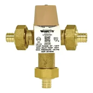 WATTS LFMMVM1-PEX 3/4 Thermostatic Mixing Valve, 0.5 To 20 Gpm Flow Rate | BR6ERA 0559117