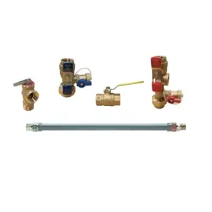 WATTS LFTV75FKIT18NW Water Heater Kit, 18 Inch Gas Connector And 3/4 Inch Full Port Gas Ball Valve | BR8KUV 0242443