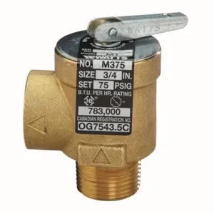 WATTS M375M1-075 3/4 Pressure Safety Relief Valve, 3/4 Inch Size, 75 psi | BP6EAN 162A31