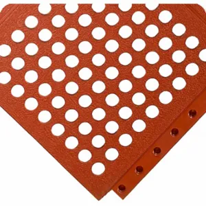 WEARWELL 582.58x3x3TC Mat, Interlocking Drainage Mat Tile, 3 ft x 3 ft, 24/Seven, Pebble, Red, Nitrile Rubber | CU9UBD 793G91