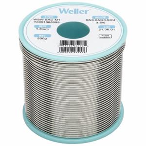 WELLER T0051386099 Solder Wire, 1/16 Inch X 500 G, Sac M1, 96.5% Tin, 3% Silver, 0.5% Copper | CU9VCR 799RL5
