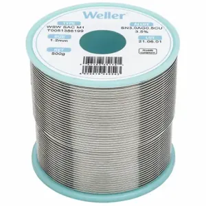 WELLER T0051386199 Solder Wire, 1.2 mm X 500 G, Sac M1, 96.5% Tin, 3% Silver, 0.5% Copper | CU9VCM 799RL1