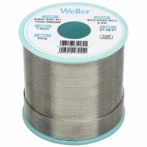 WELLER T0051386299 Solder Wire, 1 mm X 500 G, Sac M1, 96.5% Tin, 3% Silver, 0.5% Copper | CU9VDE 799RK7