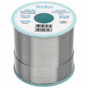 WELLER T0051386399 Solder Wire, 1/32 Inch X 500 G, Sac M1, 96.5% Tin, 3% Silver, 0.5% Copper | CU9VDD 799RK3