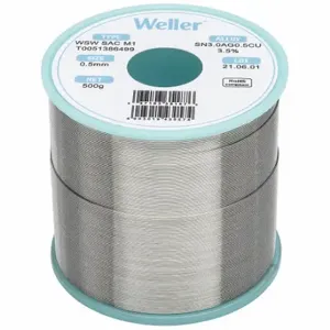 WELLER T0051386499 Solder Wire, 0.5 mm X 500 G, Sac M1, 96.5% Tin, 3% Silver, 0.5% Copper | CU9VCA 799RJ9