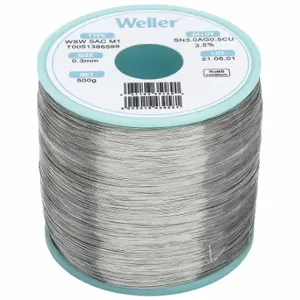 WELLER T0051386599 Solder Wire, 0.3 mm X 500 G, Sac M1, 96.5% Tin, 3% Silver, 0.5% Copper | CU9VBV 799RJ7