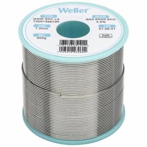 WELLER T0051386799 Solder Wire, 1.2 mm X 500 G, Sac L0, 96.5% Tin, 3% Silver, 0.5% Copper | CU9VCL 799RL2