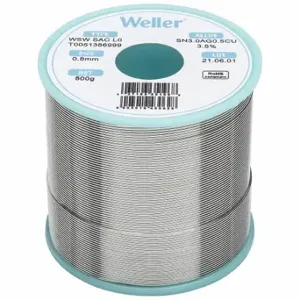 WELLER T0051386999 Solder Wire, 1/32 Inch X 500 G, Sac L0, 96.5% Tin, 3% Silver, 0.5% Copper | CU9VCX 799RK4