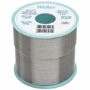 WELLER T0051387899 Solder Wire, 1 mm X 500 G, Sc L0, 99.3% Tin, 0.7% Copper | CU9VDC 799RL0