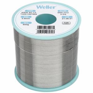 WELLER T0051387999 Solder Wire, 1/32 Inch X 500 G, Sc L0, 99.3% Tin, 0.7% Copper | CU9VCY 799RK6