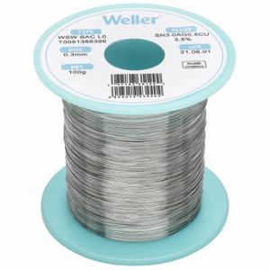 WELLER T0051388399 Solder Wire, 0.3 mm X 100 G, Sac L0, 96.5% Tin, 3% Silver, 0.5% Copper | CU9VBP 799RM2