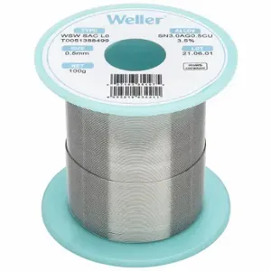 WELLER T0051388499 Solder Wire, 0.5 mm X 100 G, Sac L0, 96.5% Tin, 3% Silver, 0.5% Copper | CU9VBW 799RM4