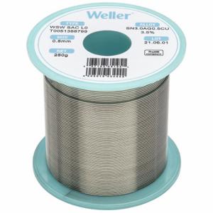 WELLER T0051388799 Solder Wire, 1/32 Inch X 250 G, Sac L0, 96.5% Tin, 3% Silver, 0.5% Copper | CU9VCV 799RL8