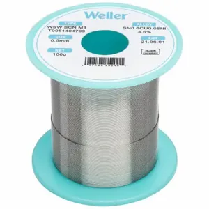 WELLER T0051404799 Solder Wire, 0.5 mm X 100 G, Scn M1, 99.3% Tin, 0.6% Copper, 0.05% Nickel | CU9VBX 799RN1