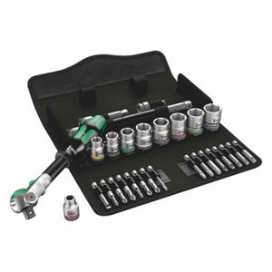 WERA TOOLS 05004046001 Socket Wrench Set, 3/8 Inch Drive Size, 29 Pieces, 8 mm To 19 mm Socket Size Range | CU9VVM 483F82