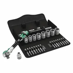 WERA TOOLS 05004049001 Socket Wrench Set, 3/8 Inch Drive Size, 29 Pieces, 1/4 Inch To 3/4 Inch Socket Size Range | CU9VVL 45YN01