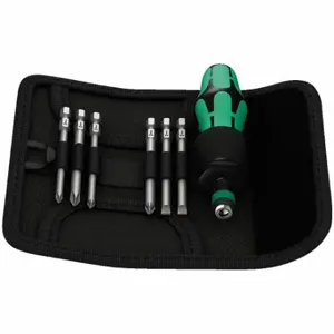 WERA TOOLS 05059298001 Kraftform Handle And Bit Set 7Pc W Pouch | CU9VUC 38A173