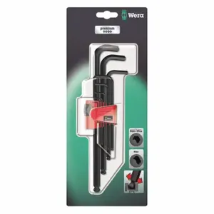 WERA TOOLS 05073596001 Hex Key Set, L, Metric, Long, 9 Pieces, Clip, Steel, Black Oxide, 2 Tips, Hex | CU9VMQ 45YN13