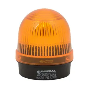 WERMA 20030000 Incandescent Industrial Signal Beacon, 57mm, Yellow, Permanent, IP65, Base Mount | CV6LUV