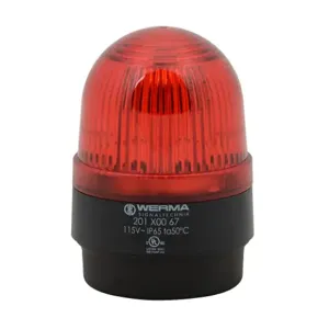 WERMA 20110067 Industrial Signal Beacon, 58mm, Red, Permanent, Base Mount, 115 VAC | CV6LUY