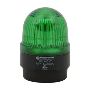 WERMA 20120067 Industrial Signal Beacon, 58mm, Green, Permanent, Base Mount, 115 VAC | CV6LUZ