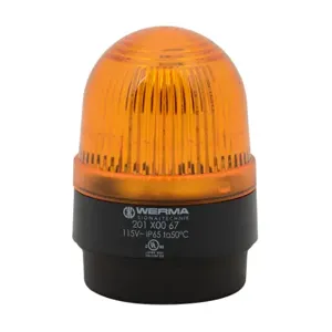 WERMA 20130067 Industrial Signal Beacon, 58mm, Yellow, Permanent, Base Mount, 115 VAC | CV6LVA