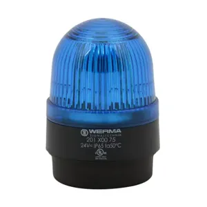 WERMA 20150075 Industrial Signal Beacon, 58mm, Blue, Permanent, Base Mount, 24 VAC/VDC | CV6LVF