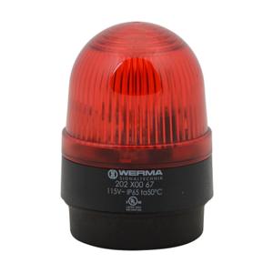 WERMA 20210067 Industrielle Signalleuchte, 58 mm, rot, Blitzlicht, IP65, Sockelmontage, 115 VAC | CV6LVH