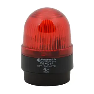 WERMA 20210067 Industrial Signal Beacon, 58mm, Red, Flashing Strobe, IP65, Base Mount, 115 VAC | CV6LVH