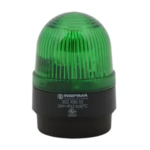 WERMA 20220055 Industrial Signal Beacon, 58mm, Green, Flashing Strobe, IP65, Base Mount, 24 VDC | CV6LVJ