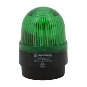 WERMA 20220067 Industrial Signal Beacon, 58mm, Green, Flashing Strobe, IP65, Base Mount, 115 VAC | CV6LVK