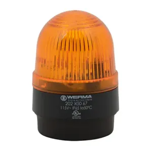 WERMA 20230067 Industrial Signal Beacon, 58mm, Yellow, Flashing Strobe, IP65, Base Mount, 115 VAC | CV6LVM