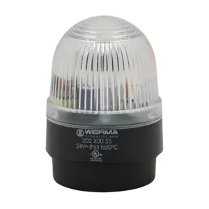 WERMA 20240055 Industrial Signal Beacon, 58mm, Clear/White, Flashing Strobe, IP65, Base Mount, 24 VDC | CV6LVN