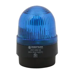 WERMA 20250055 Industrial Signal Beacon, 58mm, Blue, Flashing Strobe, IP65, Base Mount, 24 VDC | CV6LVQ