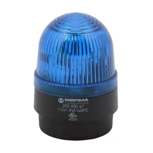 WERMA 20250067 Industrial Signal Beacon, 58mm, Blue, Flashing Strobe, IP65, Base Mount, 115 VAC | CV6LVR