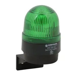 WERMA 20520055 Industrial Signal Beacon, 58mm, Green, Flashing Strobe, IP65, Bracket Mount, 24 VDC | CV6LWK