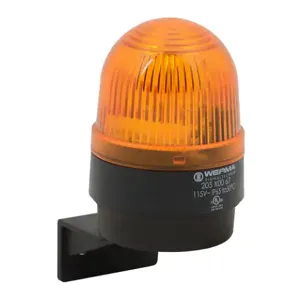 WERMA 20530067 Industrial Signal Beacon, 58mm, Yellow, Flashing Strobe, IP65, Bracket Mount, 115 VAC | CV6LWN