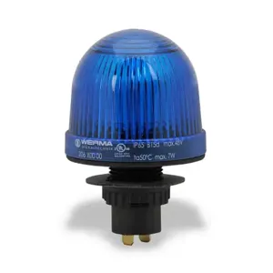 WERMA 20650000 Incandescent Industrial Signal Beacon, 57mm, Blue, Permanent, IP65, 22.5mm Panel Mount | CV6LWY