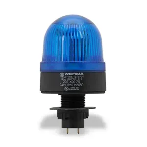 WERMA 20750075 Industrial Signal Beacon, 58mm, Blue, Permanent, 22.5mm Panel Mount, 24 VAC/VDC | CV6LXD