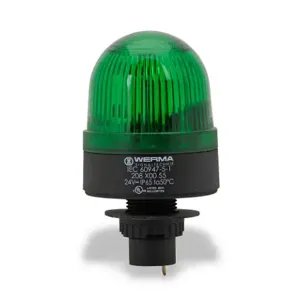 WERMA 20820055 Industrial Signal Beacon, 58mm, Green, Flashing Strobe, IP65, 22.5mm Panel Mount, 24 VDC | CV6LXE