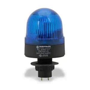 WERMA 20850055 Industrial Signal Beacon, 58mm, Blue, Flashing Strobe, IP65, 22.5mm Panel Mount, 24 VDC | CV6LXK