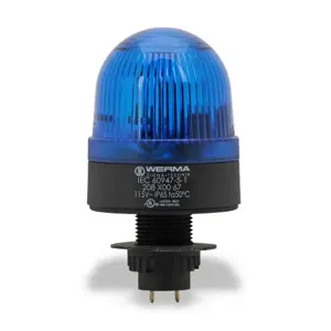 WERMA 20850067 Industrial Signal Beacon, 58mm, Blue, Flashing Strobe, IP65, 22.5mm Panel Mount, 115 VAC | CV6LXL