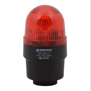 WERMA 20912067 Industrial Signal Beacon, 58mm, Red, Flashing Strobe, IP65, Tube Mount, 115 VAC | CV6LXR