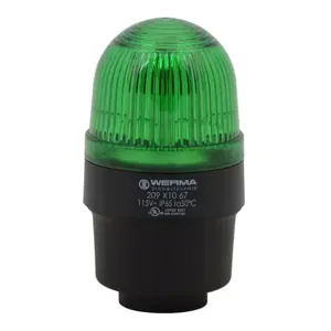 WERMA 20921067 Industrial Signal Beacon, 58mm, Green, Permanent, Tube Mount, 115 VAC | CV6LXU