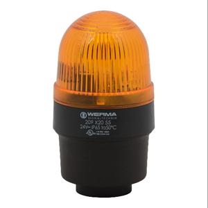 WERMA 20932055 Industrial Signal Beacon, 58mm, Yellow, Flashing Strobe, IP65, Tube Mount, 24 VDC | CV6LXZ